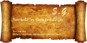 Serbán Geminián névjegykártya